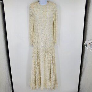 Vintage Carina Off White Lace Beaded Pearl Boho‎ Fairy Long Sleeve Wedding Dress